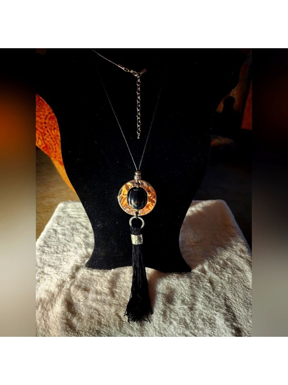 NWOT Stunning Black Tassel Statement Necklace